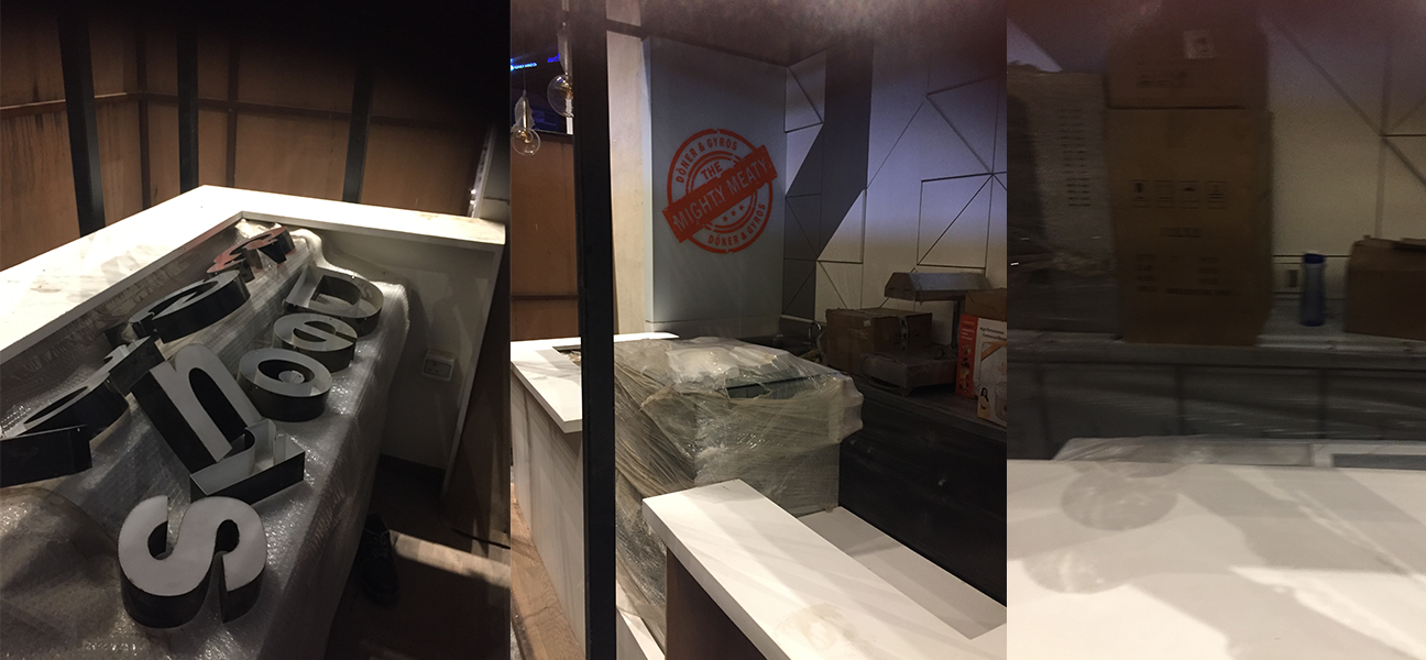 Doner & Gyros food kiosk interior at CyberHub Gurgaon by Next BC